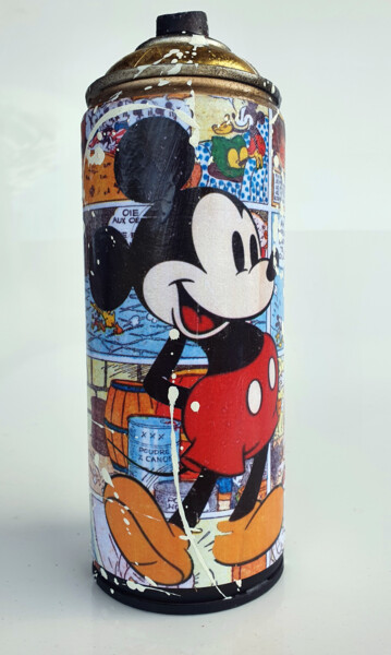 Skulptur mit dem Titel "SPACO Bombe Mickey…" von Spaco, Original-Kunstwerk, Collagen