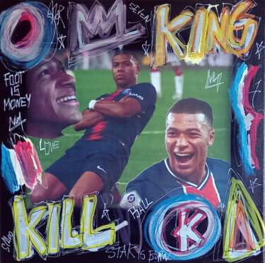 Painting titled "SPACO KING KILL Mba…" by Spaco, Original Artwork, Collages Mounted on Wood Stretcher frame