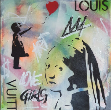 Painting titled "SPACO girls pearl B…" by Spaco, Original Artwork, Spray paint Mounted on Wood Stretcher frame