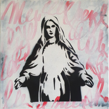 Painting titled "SPACO Black virgin…" by Spaco, Original Artwork, Spray paint Mounted on Wood Stretcher frame