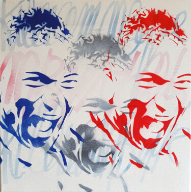 Painting titled "SPACO KYLIAN Mbappe…" by Spaco, Original Artwork, Acrylic Mounted on Wood Stretcher frame