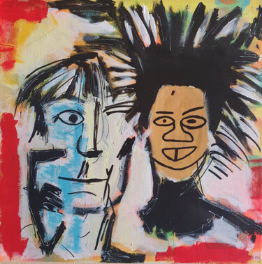 Painting titled "SPACO Basquiat & Wa…" by Spaco, Original Artwork, Acrylic Mounted on Wood Stretcher frame