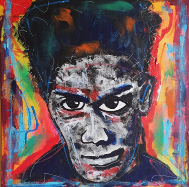 Painting titled "SPACO JM Basquiat…" by Spaco, Original Artwork, Acrylic Mounted on Wood Stretcher frame