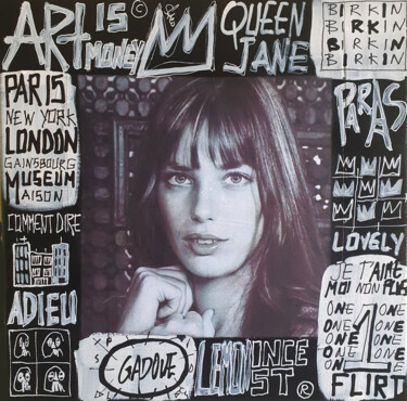Painting titled "SPACO Jane Birkin A…" by Spaco, Original Artwork, Acrylic Mounted on Wood Stretcher frame