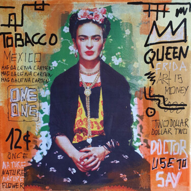 绘画 标题为“SPACO Frida Kahlo,…” 由Spaco, 原创艺术品, 丙烯 安装在木质担架架上