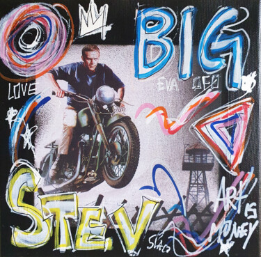 Painting titled "SPACO steve mcqueen…" by Spaco, Original Artwork, Acrylic Mounted on Wood Stretcher frame