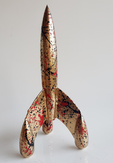 Sculpture titled "SPACO  gold Fusée,…" by Spaco, Original Artwork, Acrylic