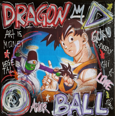 Painting titled "Spaco Dragon ball m…" by Spaco, Original Artwork, Acrylic Mounted on Wood Stretcher frame
