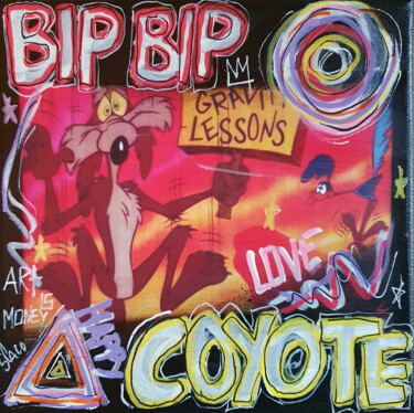 Pintura titulada "Spaco bip bip coyot…" por Spaco, Obra de arte original, Acrílico Montado en Bastidor de camilla de madera