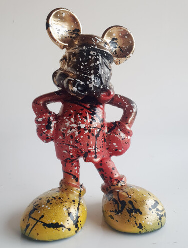 Escultura intitulada "SPACO Mickey stormt…" por Spaco, Obras de arte originais, Resina