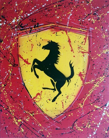 Ζωγραφική με τίτλο "SPACO Ferrari , 202…" από Spaco, Αυθεντικά έργα τέχνης, Ακρυλικό Τοποθετήθηκε στο Ξύλινο φορείο σκελετό