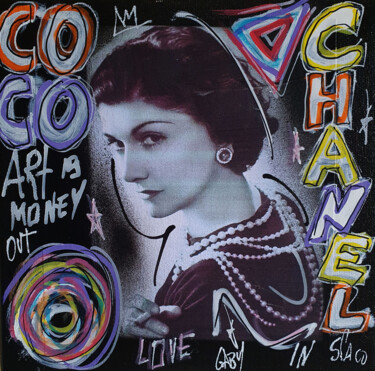 Painting titled "Spaco coco chanel ,…" by Spaco, Original Artwork, Acrylic Mounted on Wood Stretcher frame