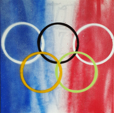 Painting titled "SPACO Jeux Olympiqu…" by Spaco, Original Artwork, Acrylic Mounted on Wood Stretcher frame