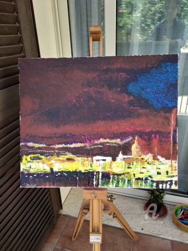 Pittura intitolato "Notturno etneo" da Carlo Spampinato, Opera d'arte originale, Acrilico Montato su Telaio per barella in l…