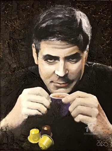 Painting titled "Georges, What Else?" by Nat Bross, Original Artwork, Acrylic Mounted on Wood Stretcher frame