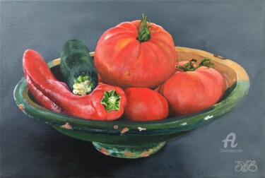 Pintura titulada "Légumes d'été" por Nat Bross, Obra de arte original, Acrílico