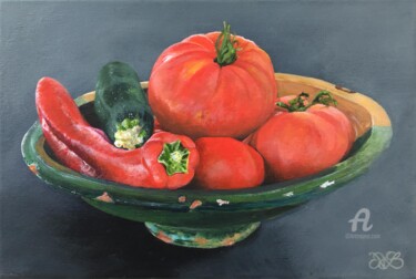 Painting titled "Légumes d'été" by Nat Bross, Original Artwork, Acrylic