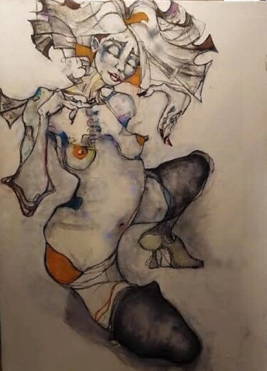 Drawing titled "ElleBbt" by Kaspro, Original Artwork, Charcoal
