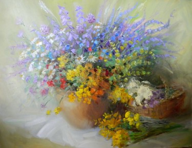 Картина под названием "Полевые цветы" - Alecseevih, Подлинное произведение искусства