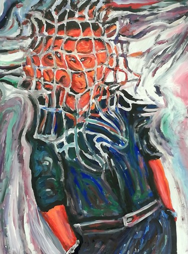 Personaggio su sfondo fluido 30x40 cm ©2017 by Paolo Avanzi