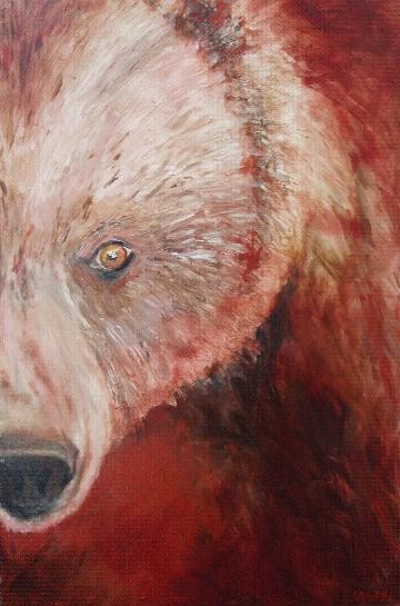 Peinture intitulée "Bear with red oxide" par Andrew Speers, Œuvre d'art originale, Huile
