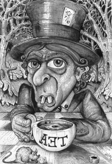 Dessin intitulée "MAD HATTER" par Spencer Derry, Œuvre d'art originale, Crayon