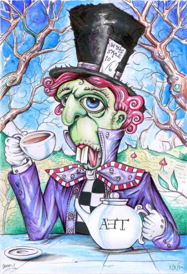 Disegno intitolato "MAD HATTER 20" da Spencer Derry, Opera d'arte originale, Acrilico