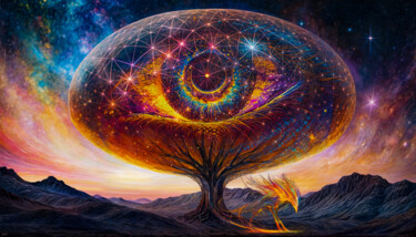 Arte digitale intitolato "Astral Tree" da Spik3, Opera d'arte originale, Pittura digitale