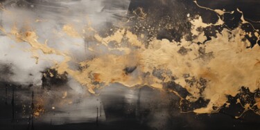 Digitale Kunst getiteld "Abstract Black & Go…" door Spirit Of Copper, Origineel Kunstwerk, Digitaal Schilderwerk
