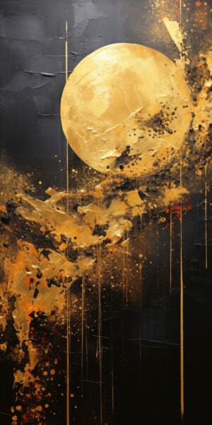 Arts numériques intitulée "Abstract Black & Go…" par Spirit Of Copper, Œuvre d'art originale, Peinture numérique