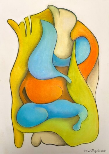 Painting titled ""Intimité émotionne…" by Spirit Exposito, Original Artwork, Pastel