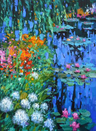 Pintura titulada "Water lillies" por Spiros, Obra de arte original, Acrílico