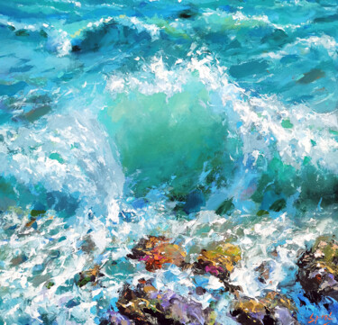 Painting titled "Caribbean wave 2" by Spiros, Original Artwork, Acrylic