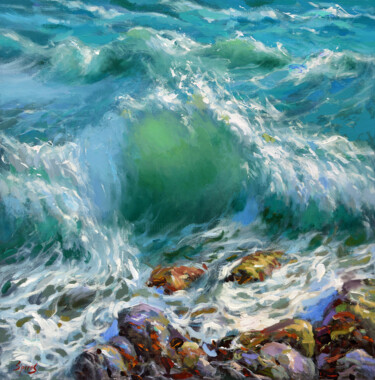 Pintura intitulada "Caribbean wave" por Spiros, Obras de arte originais, Acrílico