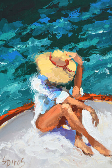 Malerei mit dem Titel "On the boat" von Spiros, Original-Kunstwerk, Acryl