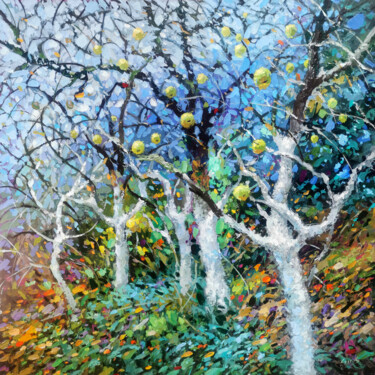 Malerei mit dem Titel "Autumn apple trees" von Spiros, Original-Kunstwerk, Acryl