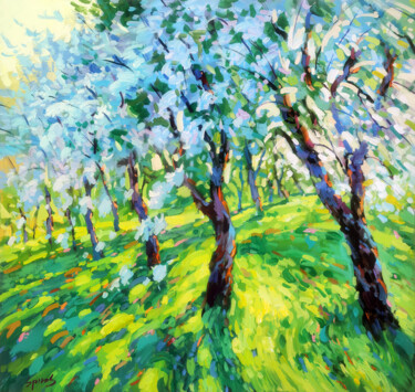 Malarstwo zatytułowany „Blooming trees” autorstwa Spiros, Oryginalna praca, Akryl