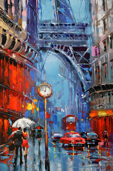 Peinture intitulée "Parisian rains" par Spiros, Œuvre d'art originale, Acrylique