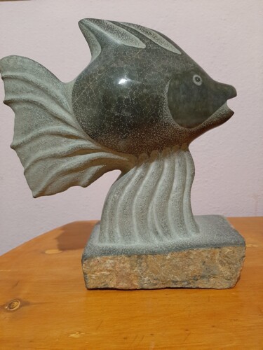 Sculpture titled "Fish" by Spiros Gremo, Original Artwork, Stone