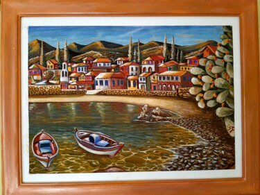 Pittura intitolato "Παραλία" da Spiros Gremo, Opera d'arte originale, Acrilico