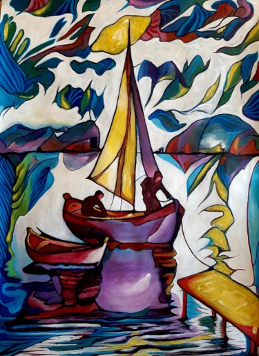 Картина под названием "Fisherman" - Spiros Gremo, Подлинное произведение искусства, Акрил