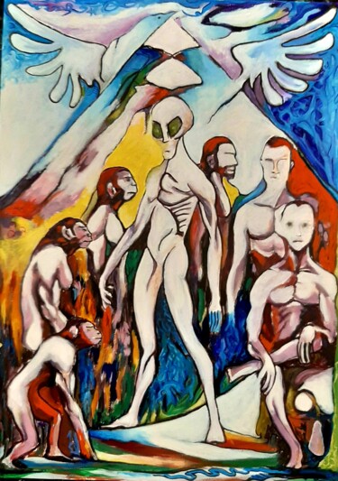 Painting titled "New evolution" by Spiros Gremo, Original Artwork, Acrylic