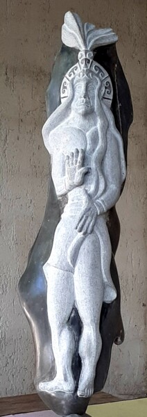 Γλυπτική με τίτλο "King minoan" από Spiros Gremo, Αυθεντικά έργα τέχνης, Πέτρα