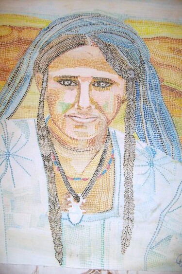 Peinture intitulée "une femme de touare…" par Ika, Œuvre d'art originale, Gouache
