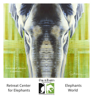 Peinture intitulée "affiche éléphants w…" par Spoek, Œuvre d'art originale