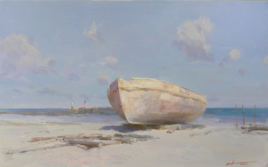 Schilderij getiteld "Boat" door Sergii Poliakov, Origineel Kunstwerk, Olie