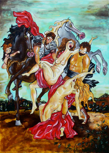 Pittura intitolato "Relecture d'un enlè…" da Sarah Ponceblanc, Opera d'arte originale, Acrilico Montato su Telaio per barell…