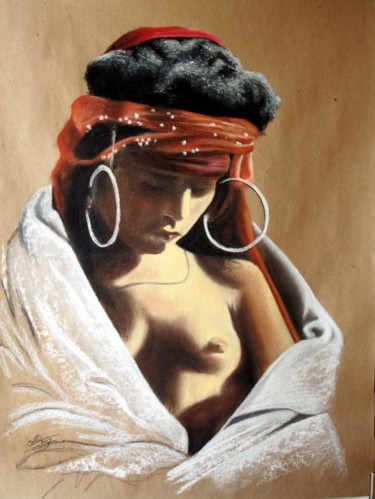 Painting titled "Jeune Femme Esclave…" by Saïd Serge Berkane, Original Artwork, Oil