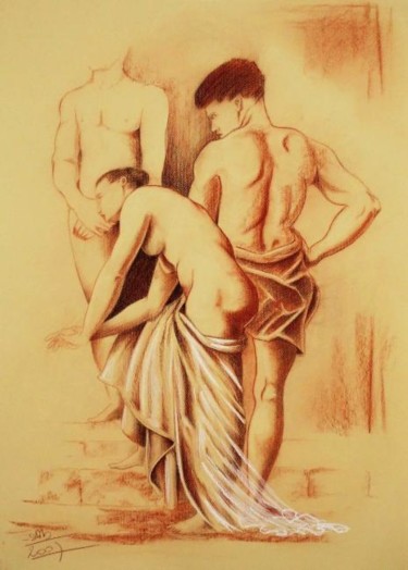 Painting titled "Figures debouts" by Saïd Serge Berkane, Original Artwork
