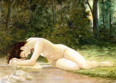 Painting titled "L'eau fait lit" by Saïd Serge Berkane, Original Artwork